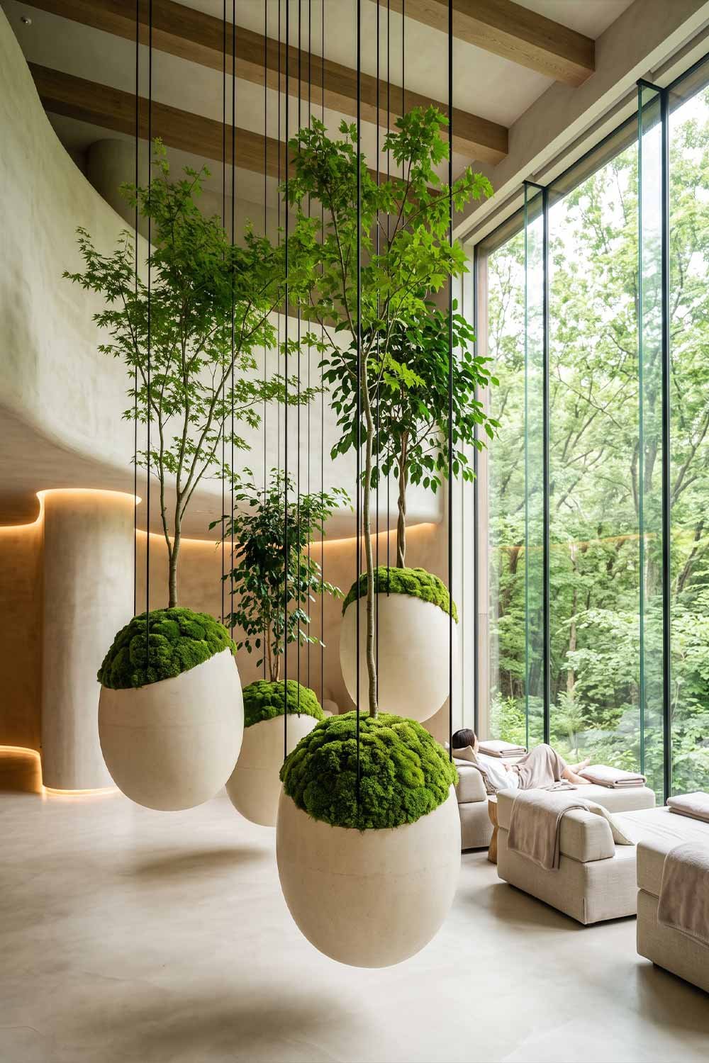 molte-verde-bitki-sanati-3 Wabi Sabi tarzında mekanda tavandan sarkıt saksı tasarımı