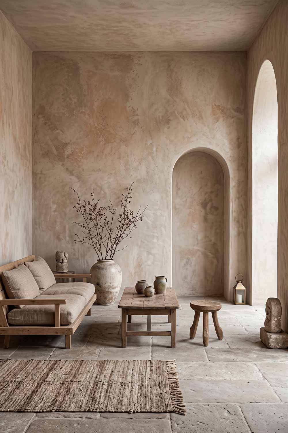 molte-verde-italyan-boya-dekoratif-siva-1 Wabi Sabi tarzı mekanda duvarda italyan boya ve dekoratif sıva uygulaması